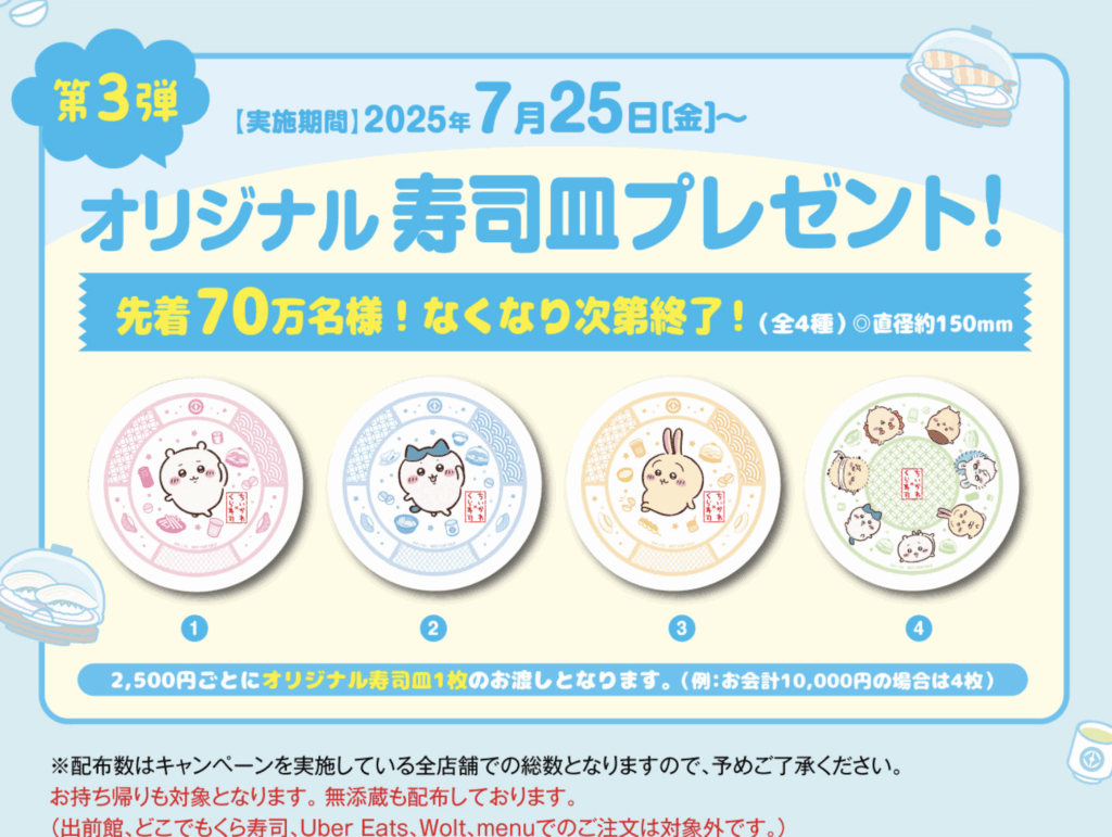 ちいかわ寿司皿の画像